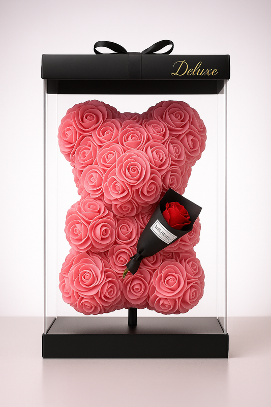 Light Pink Bear with Rose Bouquet