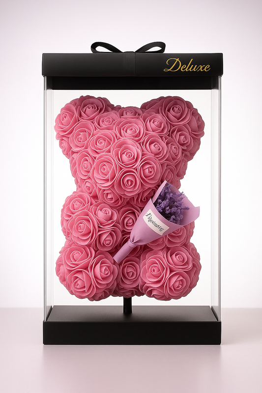 Fuchsia Bear with Lavender Bouquet