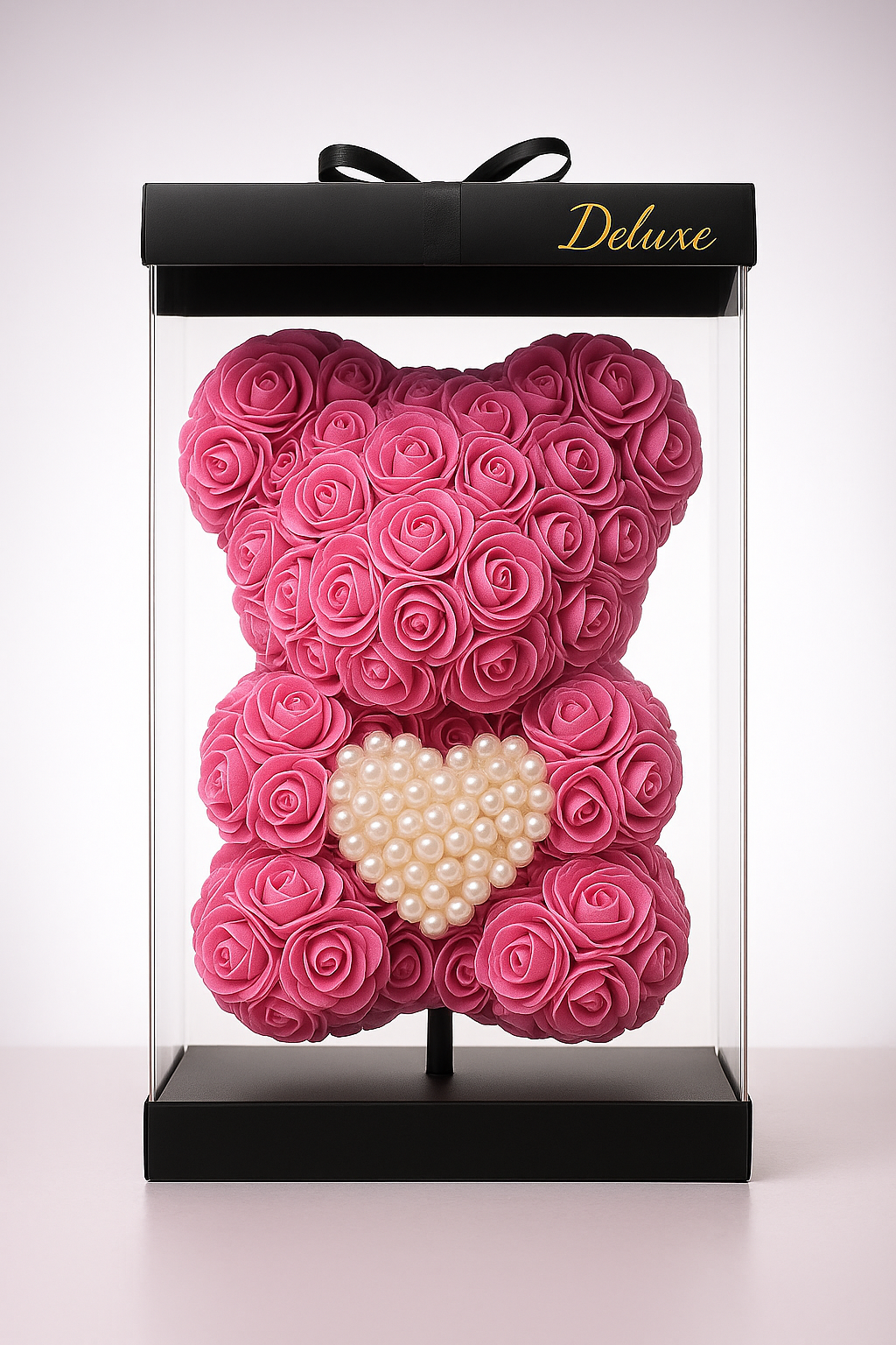 Dusty Rose Bear with Pearl Heart