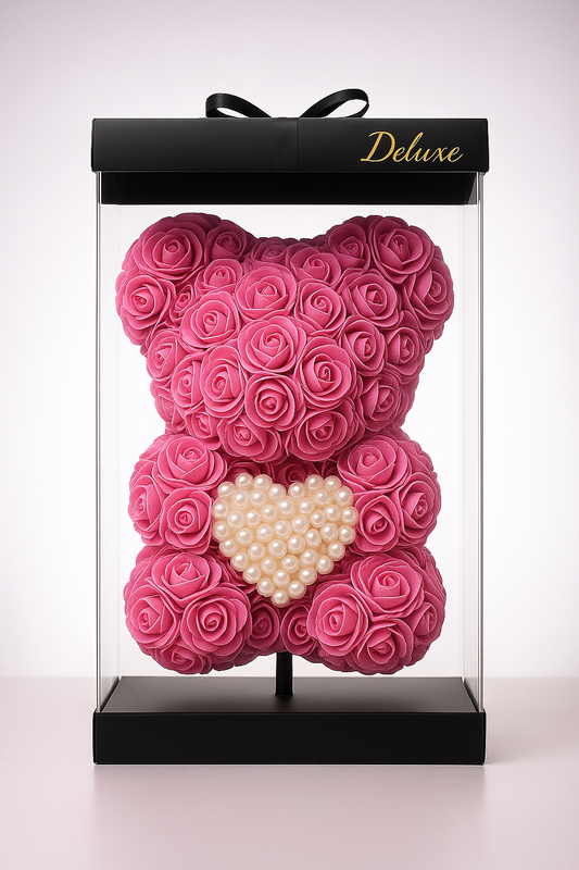 Dusty Rose Bear with Pearl Heart