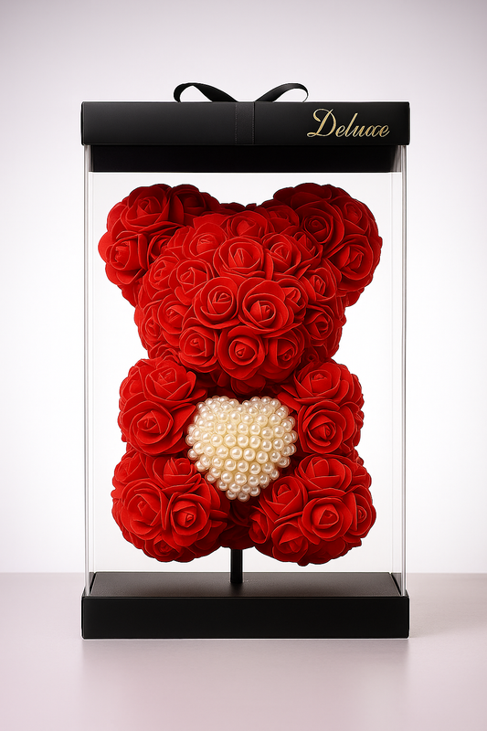 Red Bear with Pearl Heart